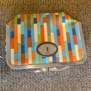 Fossil Key-Per Multicolor Clutch Purse with Mirror